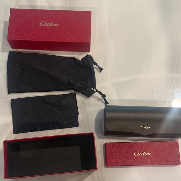 Cartier Accessories - Cartier Black Leather Eyewear Case with Red Signature Boxes